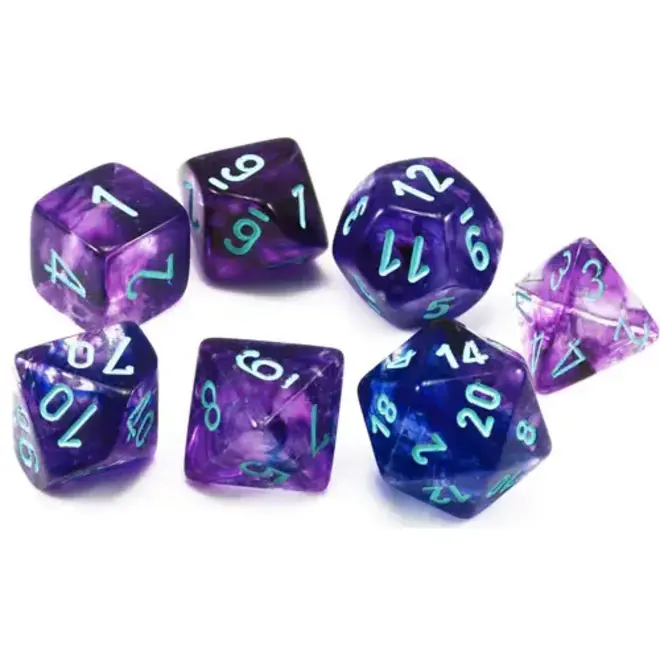 Chessex Mini RPG Dice: Poly Luminary - Nocturnal/Blue (7)