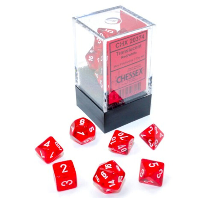 Chessex Mini RPG Dice: Poly Translucent - Red/White (7)