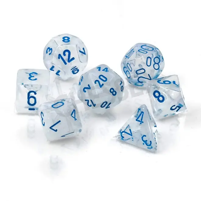 Chessex Mini RPG Dice: Poly Luminary - Icicle/Light Blue (7)