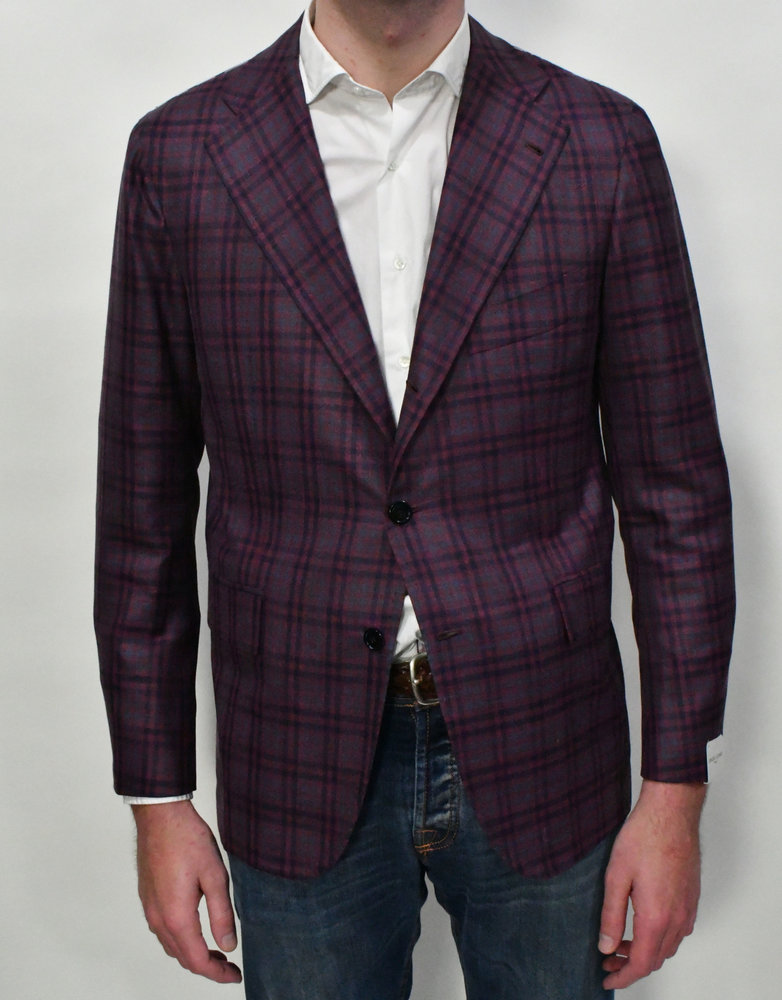 Orazio Luciano Raspberry Navy Check Sport Coat