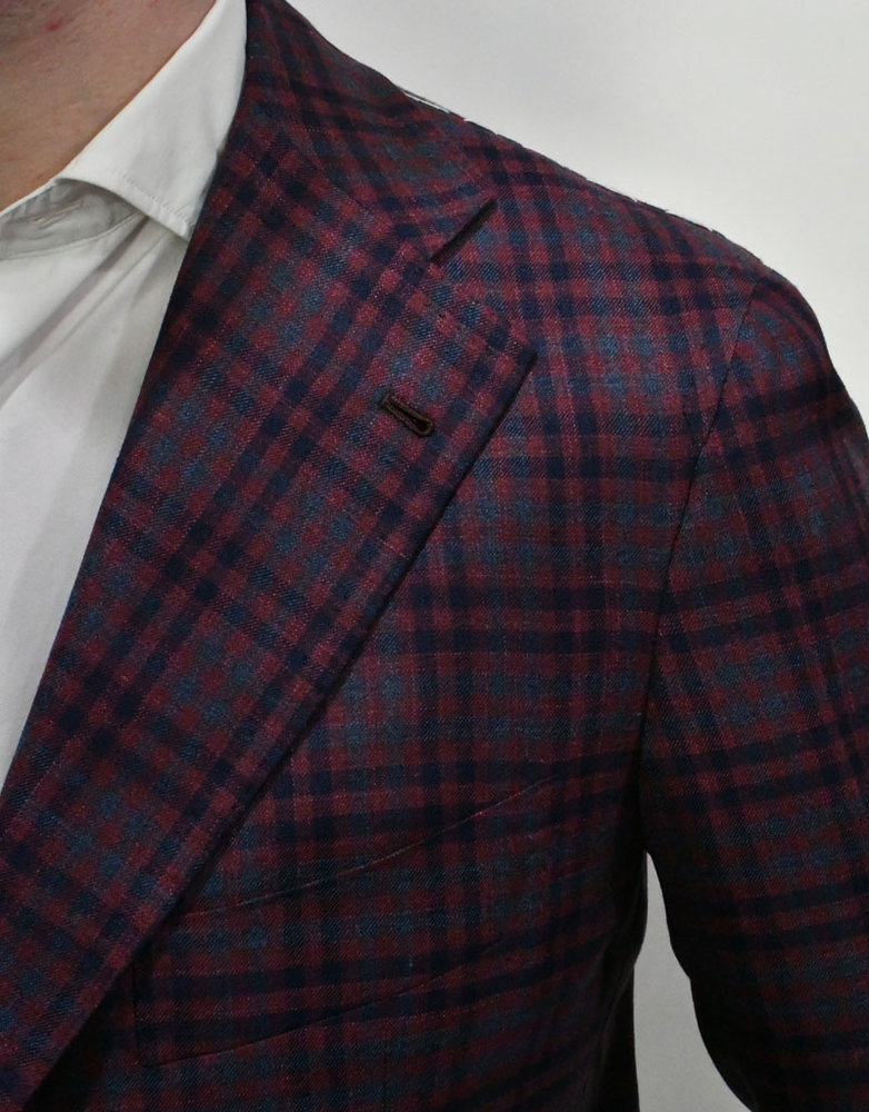 Orazio Luciano Raspberry Navy Check Sport Coat