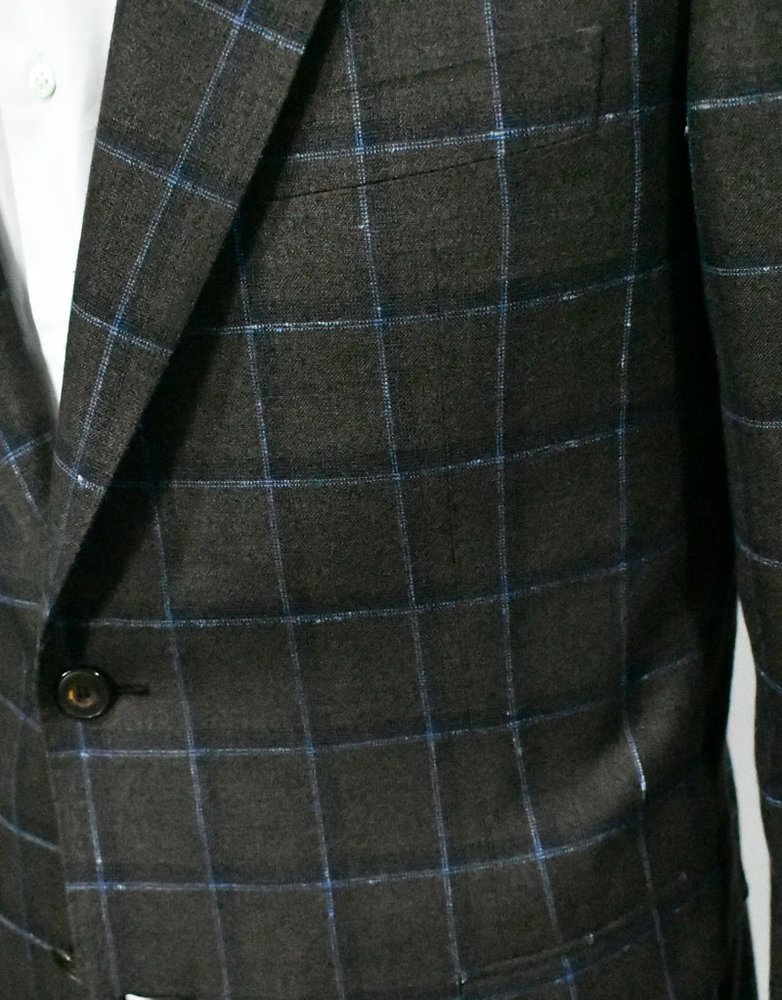 Castangia Castangia Brown With Blue Windowpane Sport Coat