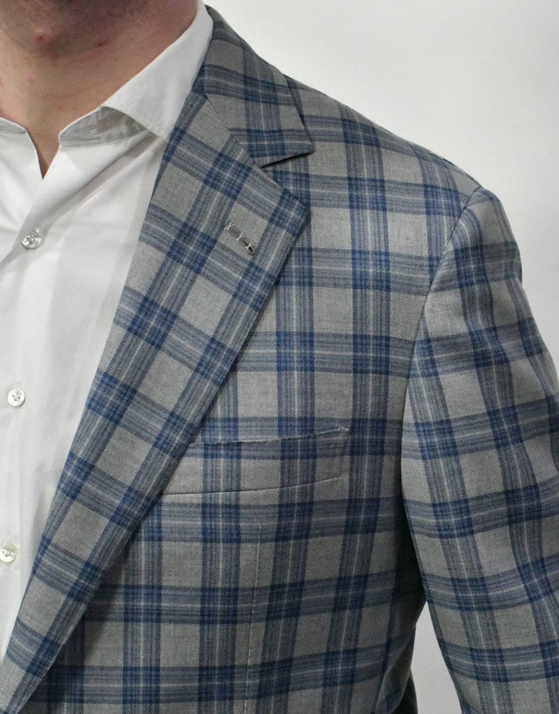 Castangia Castangia Blue Grey Glen Plaid  Sport Coat