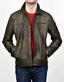 Liles Bespoke Liles Bespoke Reversible Leather Bomber Jacket Olive/Navy