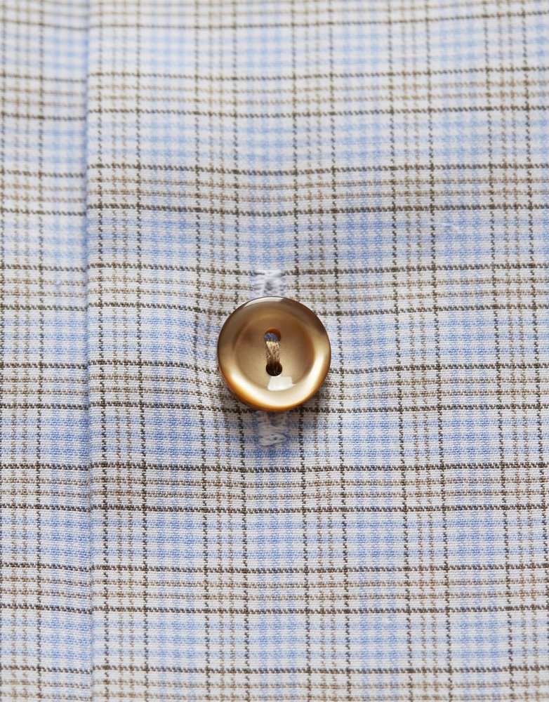 Eton Eton Slim Fit Dress Shirt Blue/Brown Check