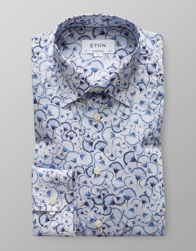Eton Eton Contemporary Fit Dress Shirt Blue Dandelion Print
