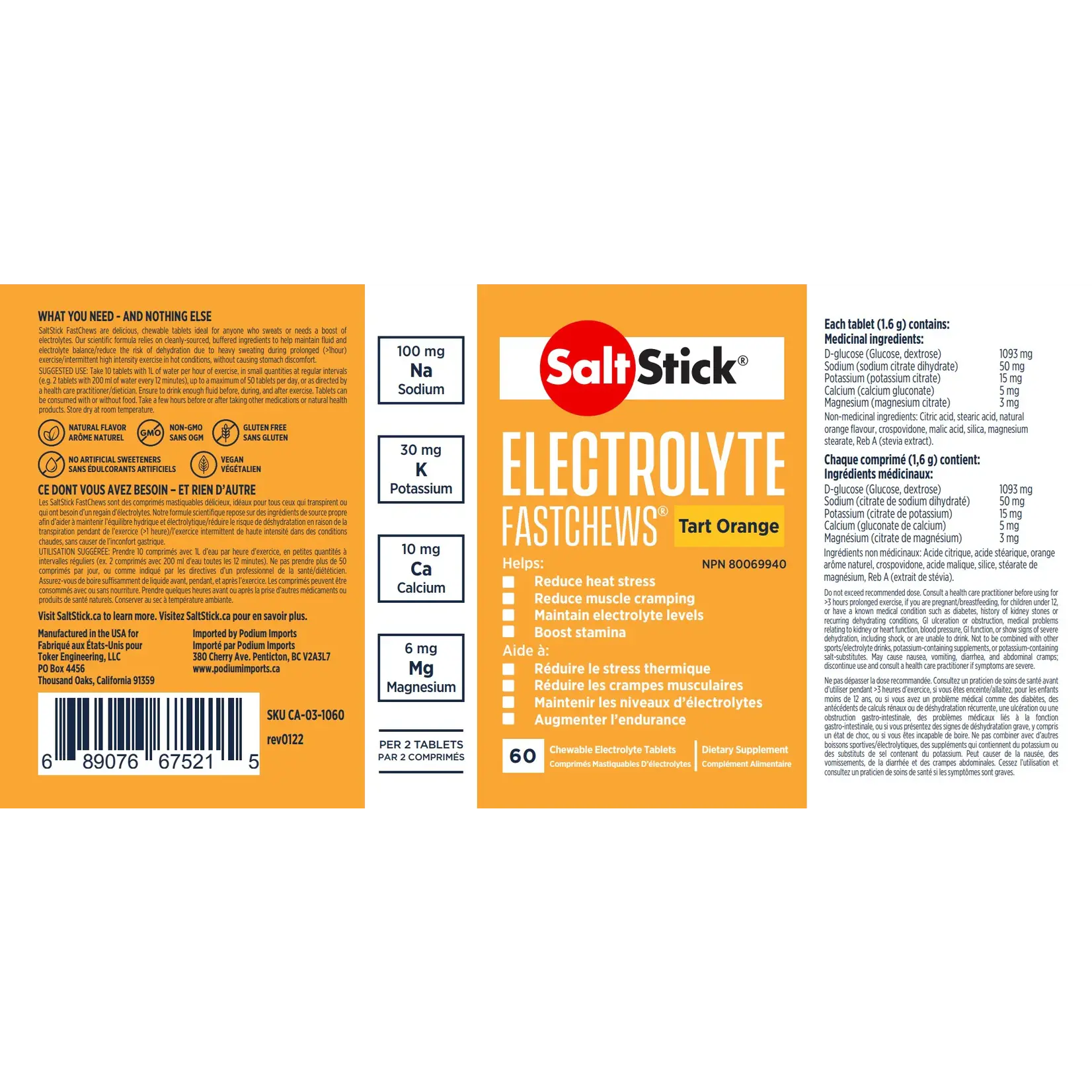 SaltStick Salt Stick Electrolyte Fast Chews Tart Orange 60 Tablets