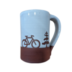 Muddy Handshake Parry Sound Bikes Handmade Pottery Mug White