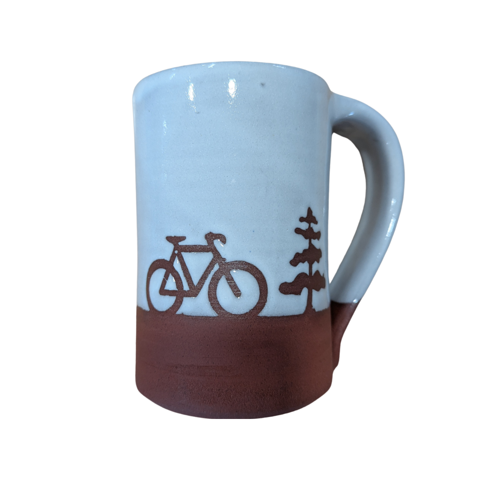 Muddy Handshake Parry Sound Bikes Handmade Pottery Mug White