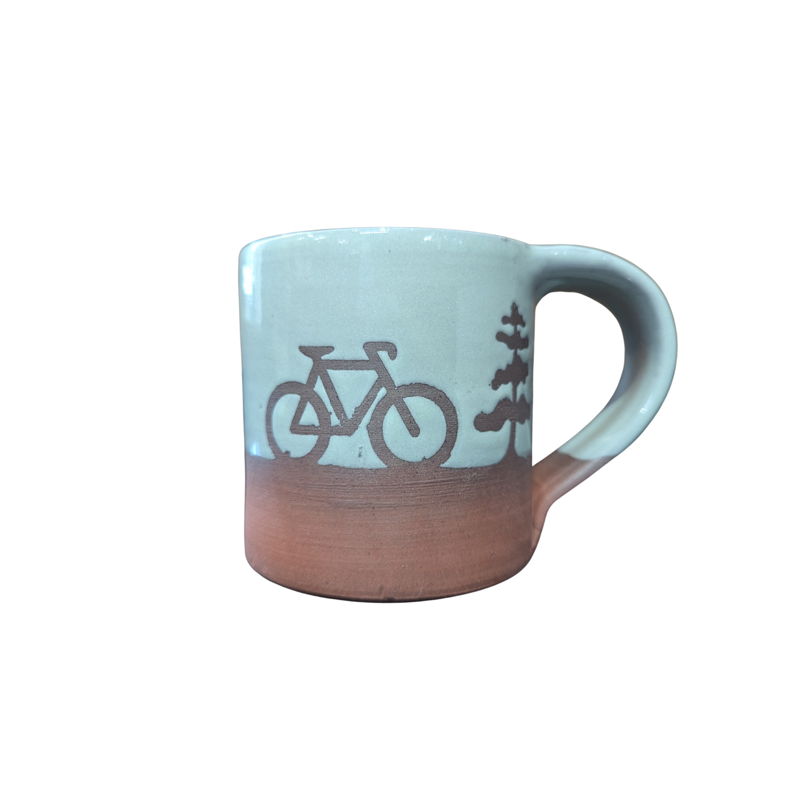 Muddy Handshake Parry Sound Bikes Handmade Pottery Mug Gray