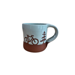Muddy Handshake Parry Sound Bikes Handmade Pottery Mug Sky Teal