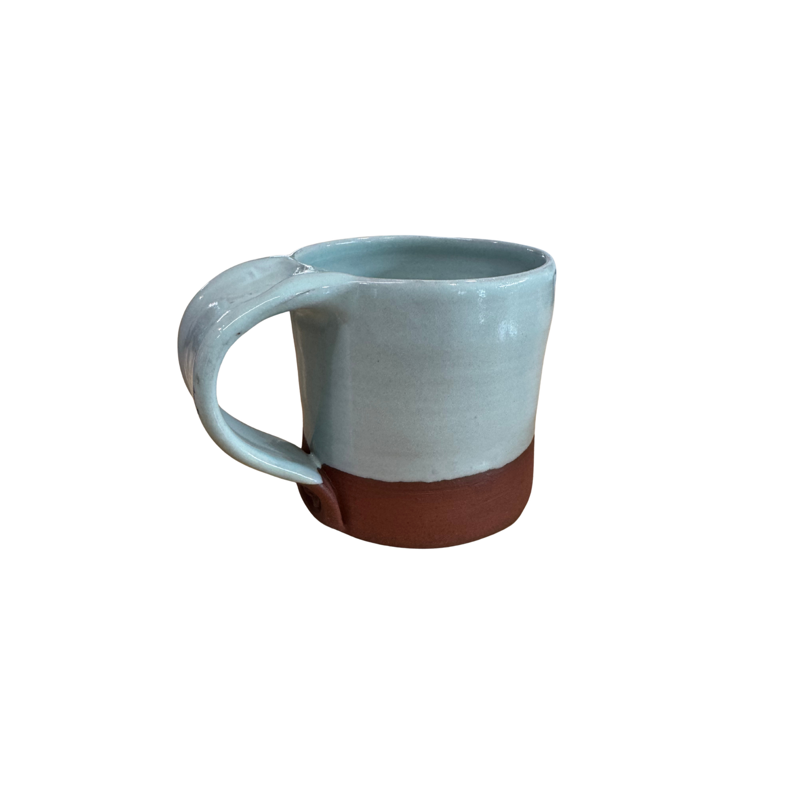 Muddy Handshake Parry Sound Bikes Handmade Pottery Mug Sky Teal