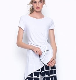 Short Sleeve Gathered Top With Buckle