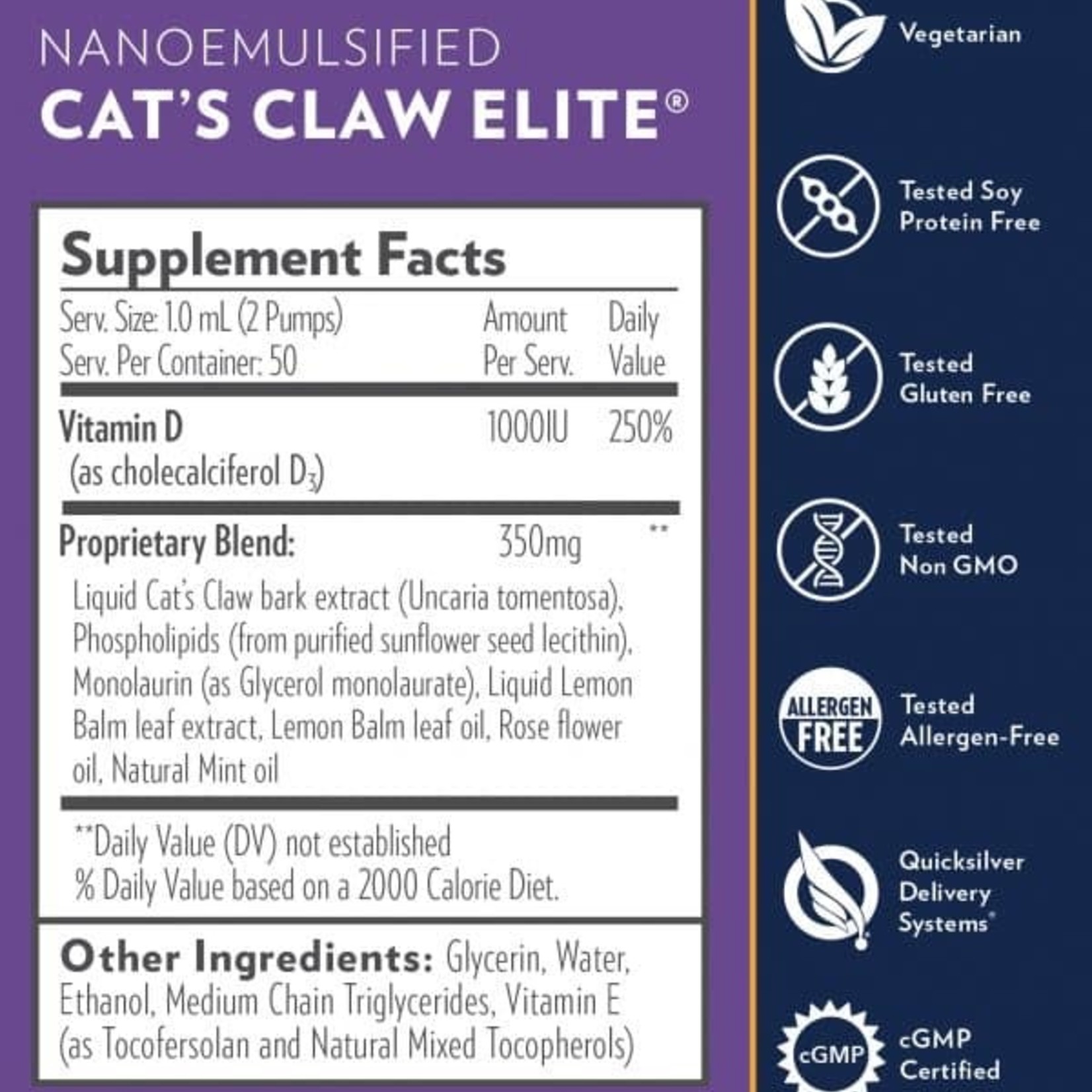Quicksilver Cat's Claw Elite Nanoemulsified (50ml) Quicksilver