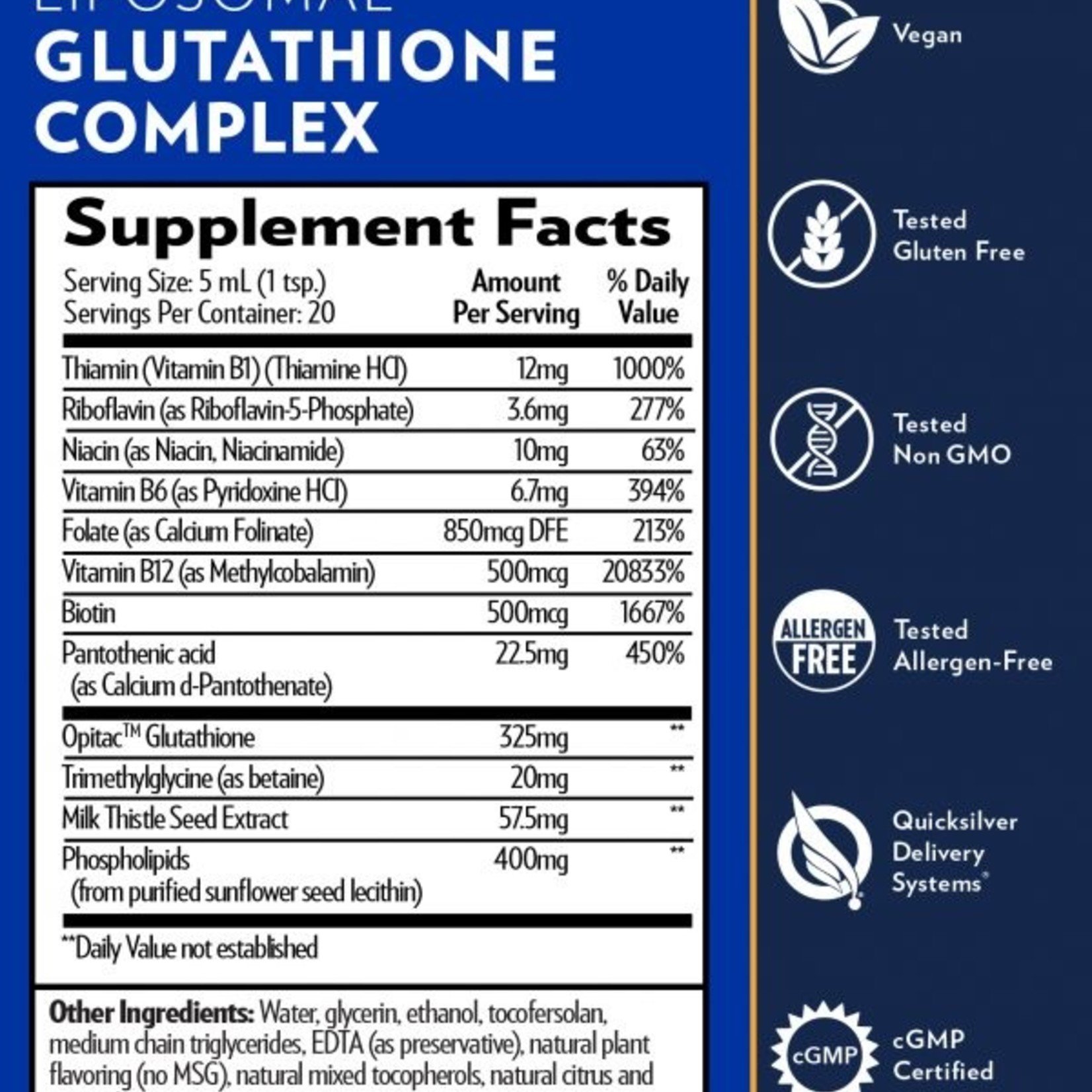 Quicksilver Glutathione Complex 100 mL - needs refrigeration