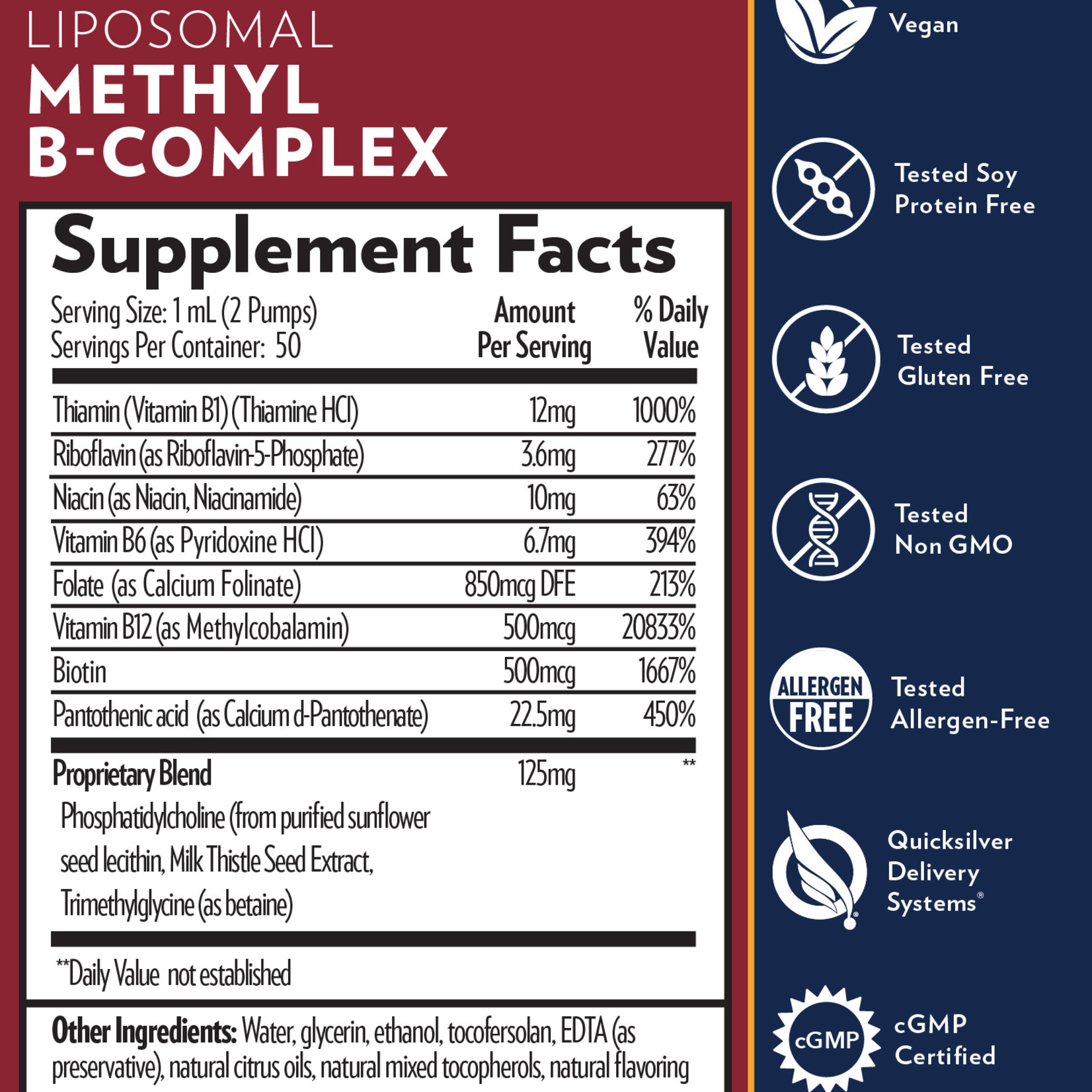 Quicksilver Methyl B Complex + Lemon Raspberry Liposomal 1.7 FL. OZ.