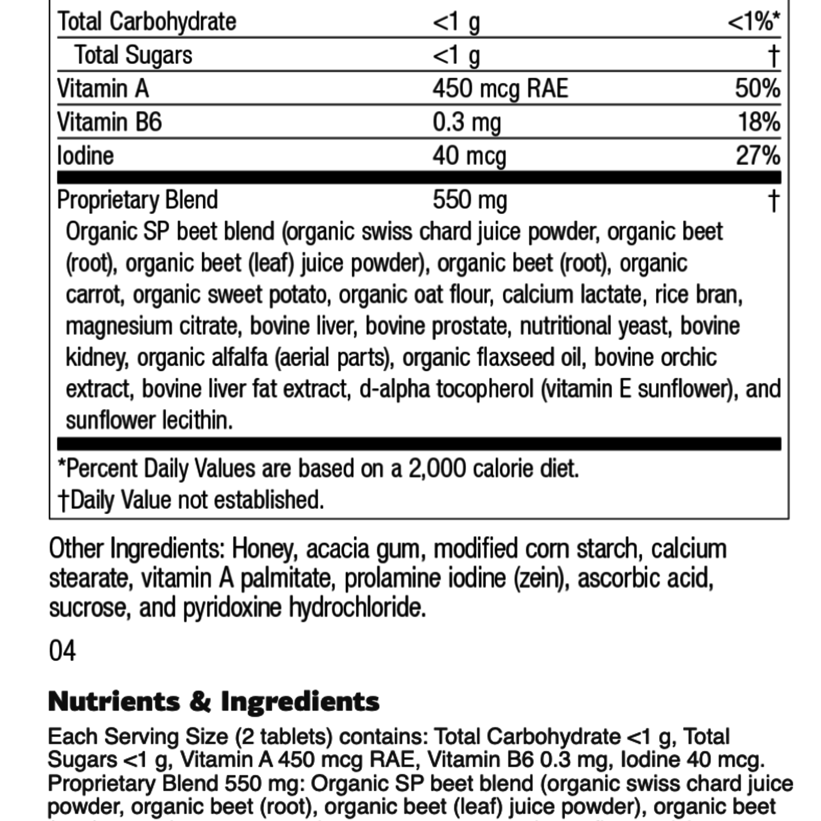 Standard Process A-F Betafood®, 360 tablets