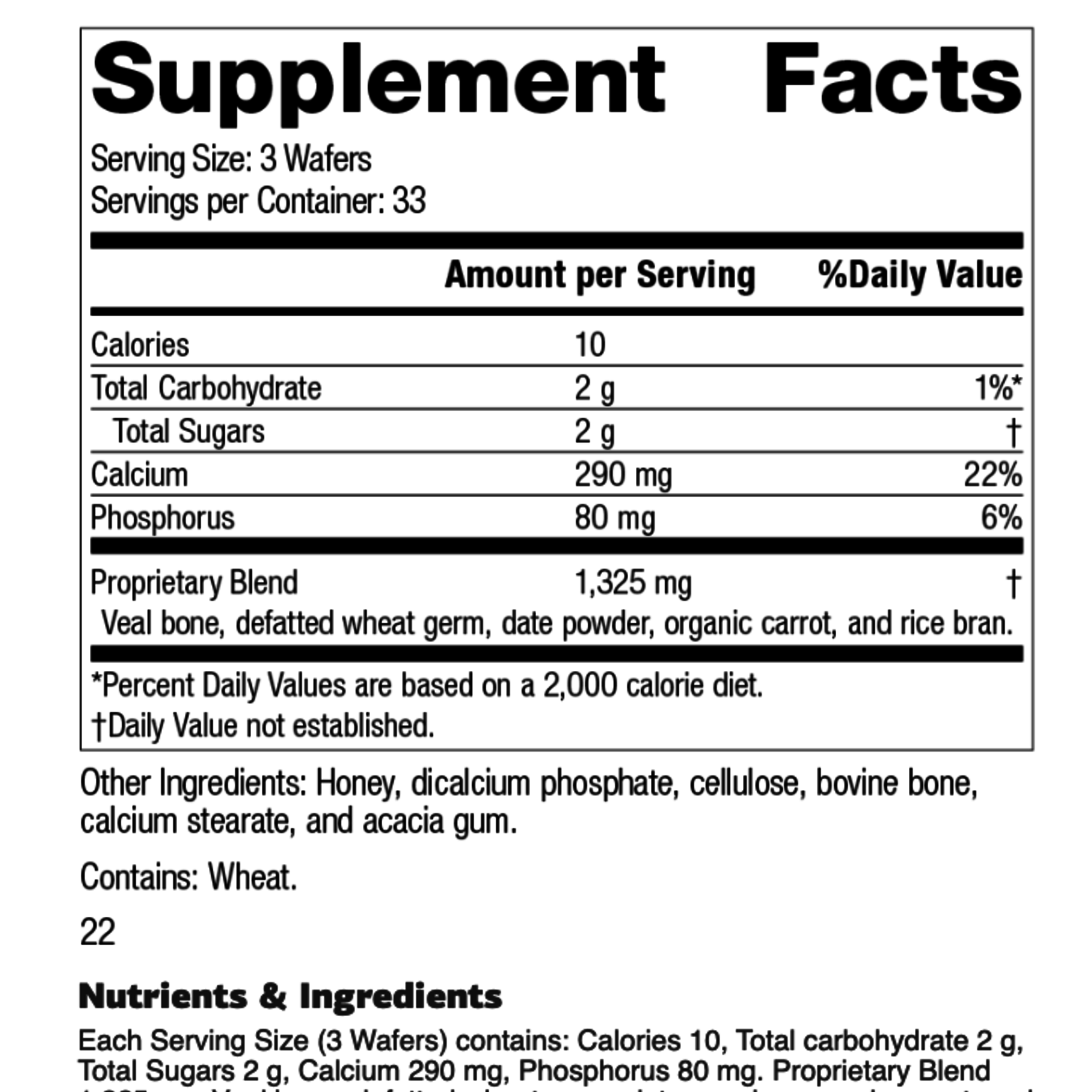 Standard Process Calcifood Wafers, 100