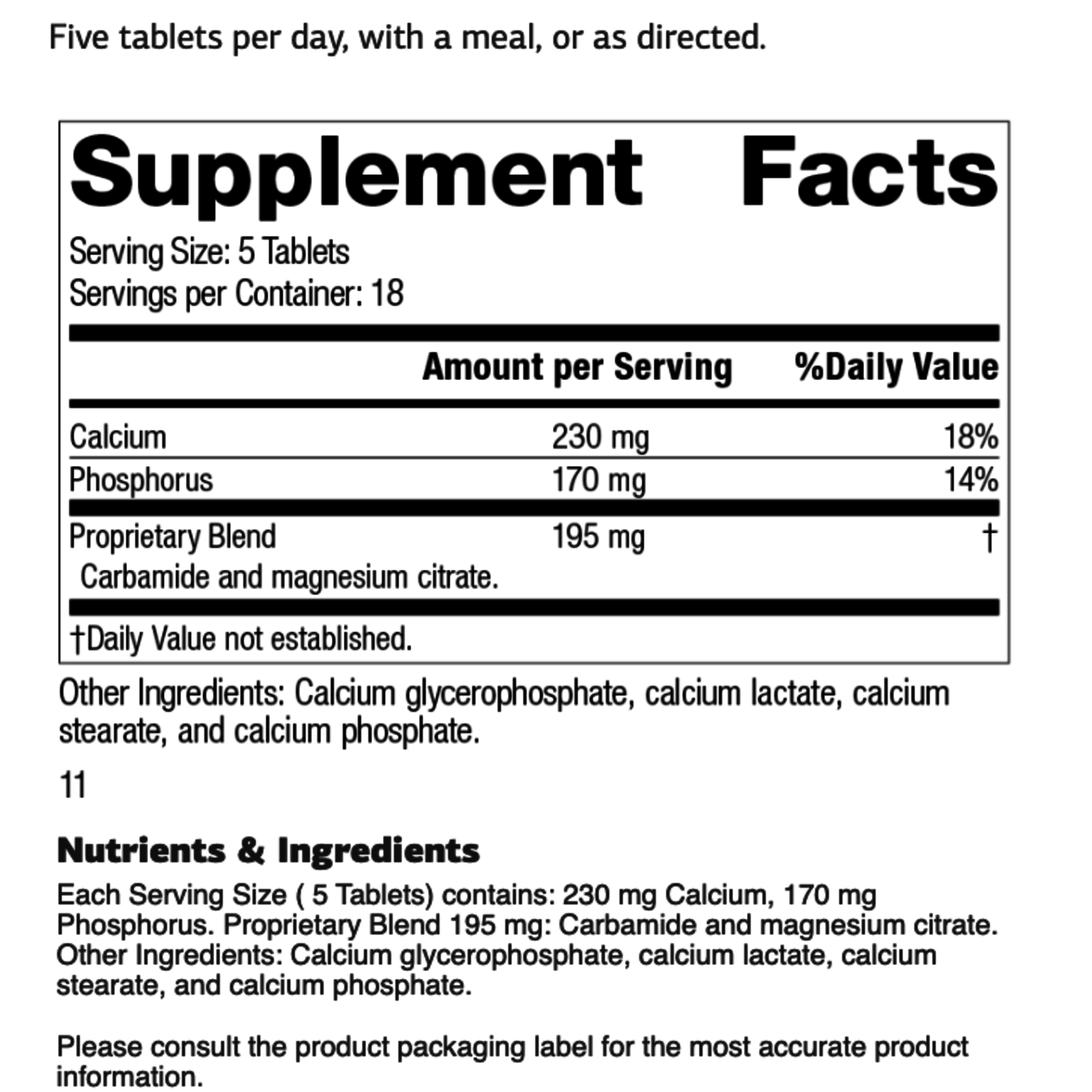 Standard Process Calsol®, 90 tablets [SPECIAL ORDER:  eMail hello@corecarecenter.com]