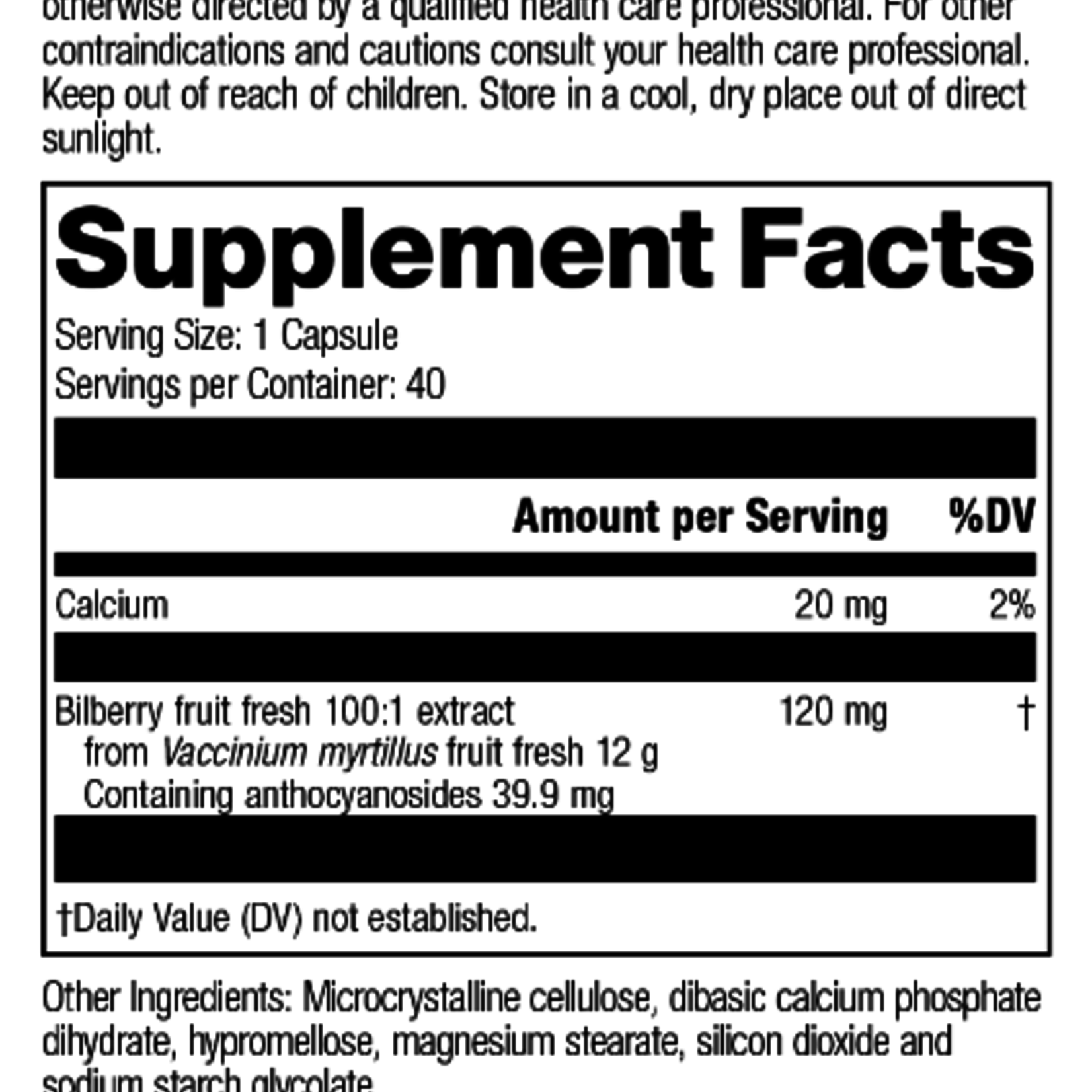 MediHerb Bilberry Forte 40C [EMAIL HELLO@CORECARECENTER.COM - SPECIAL ORDER ONLY]