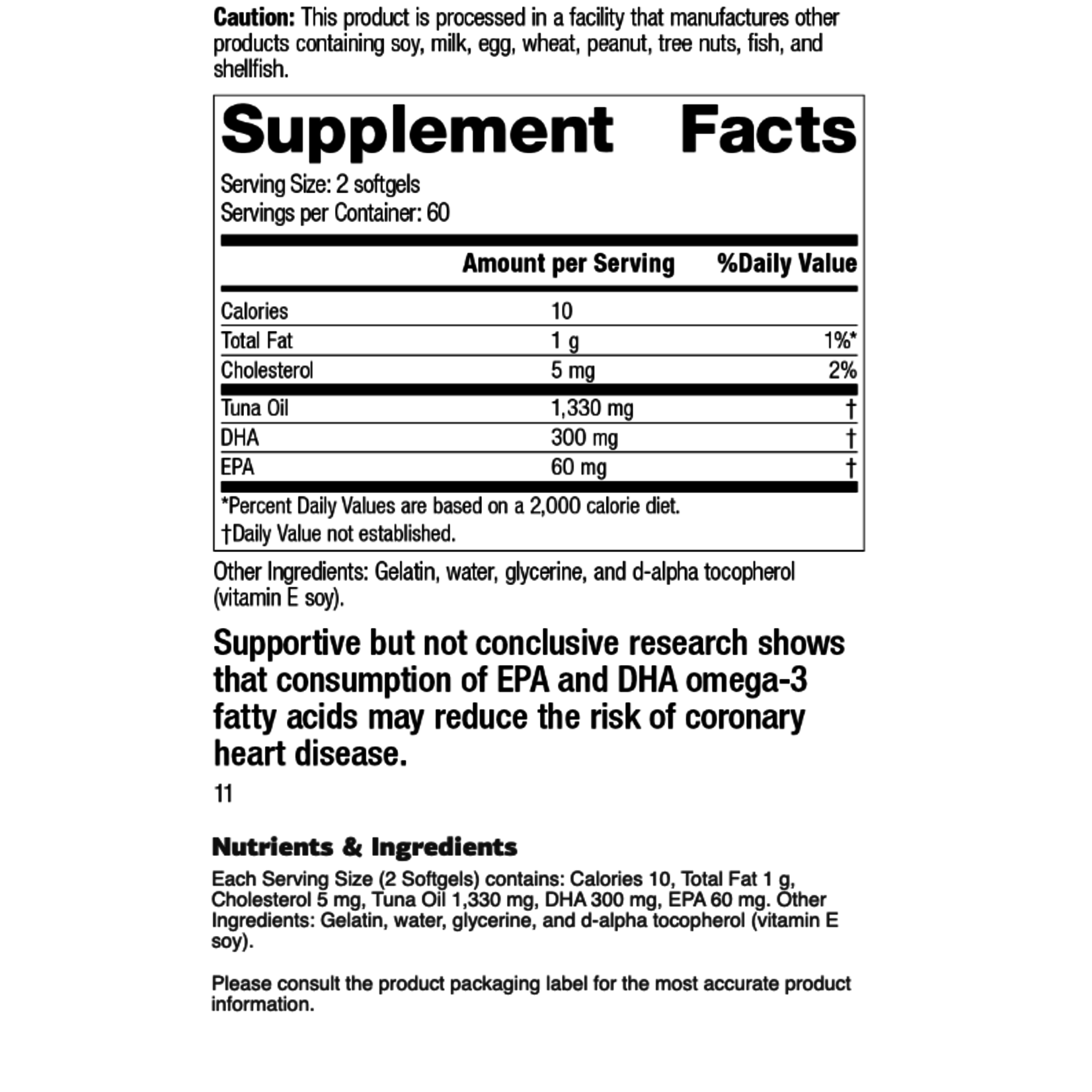 Standard Process Tuna Omega-3 Oil 120 Pearls [SPECIAL ORDER: eMail: hello@corecarecenter.com]