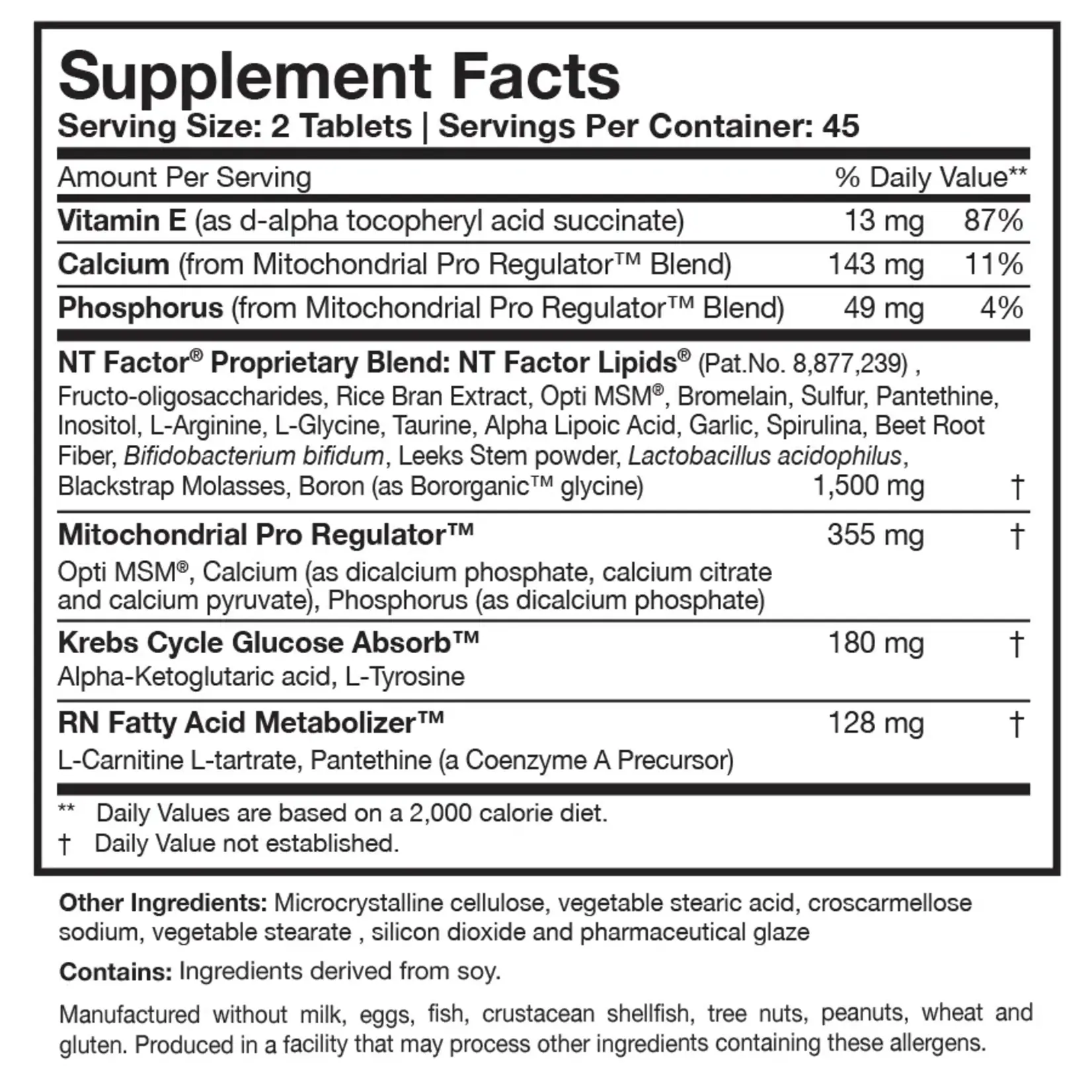 Researched Nutritionals NT Factor® Energy 90t [Discontinued -see below]