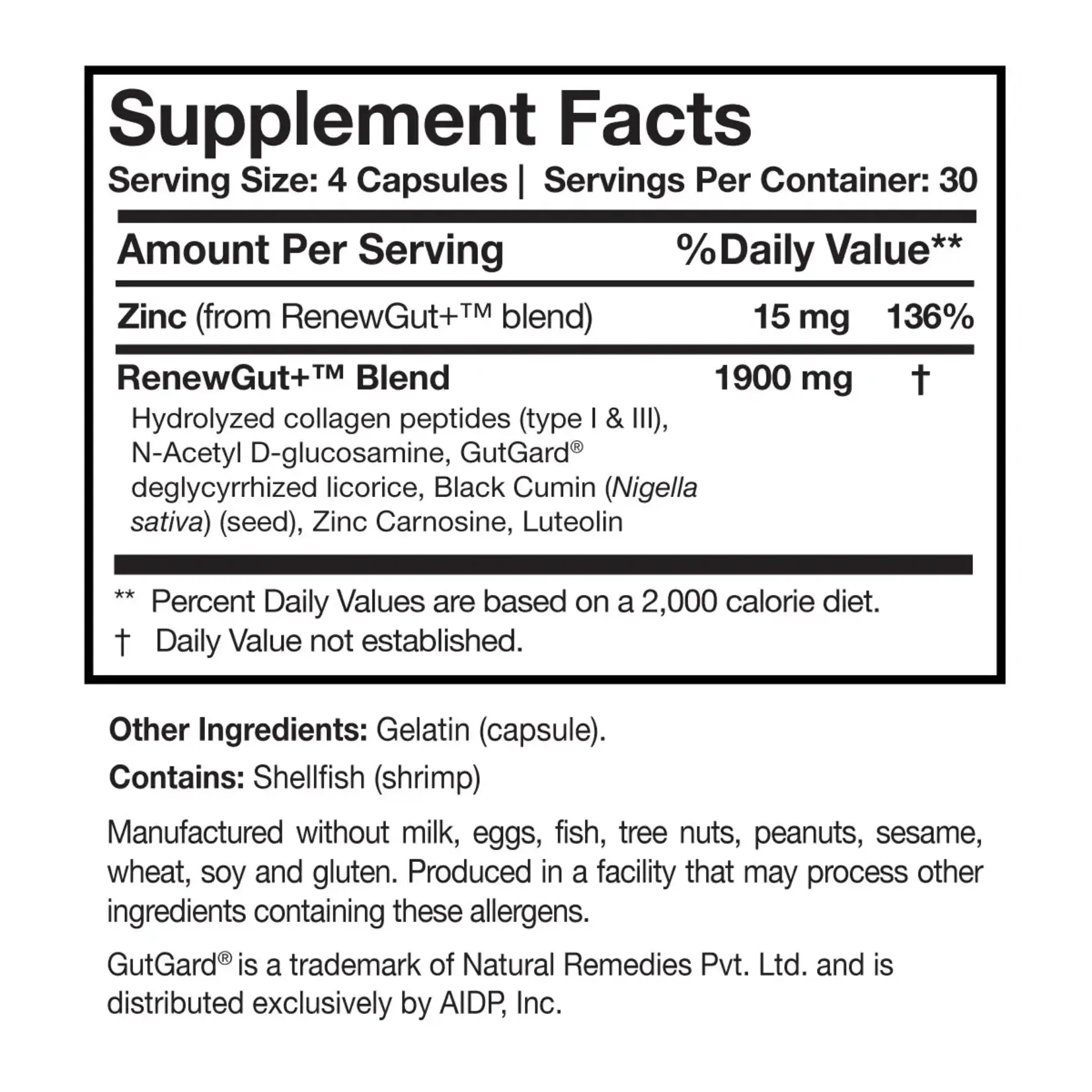 Researched Nutritionals RenewGut+ 120c