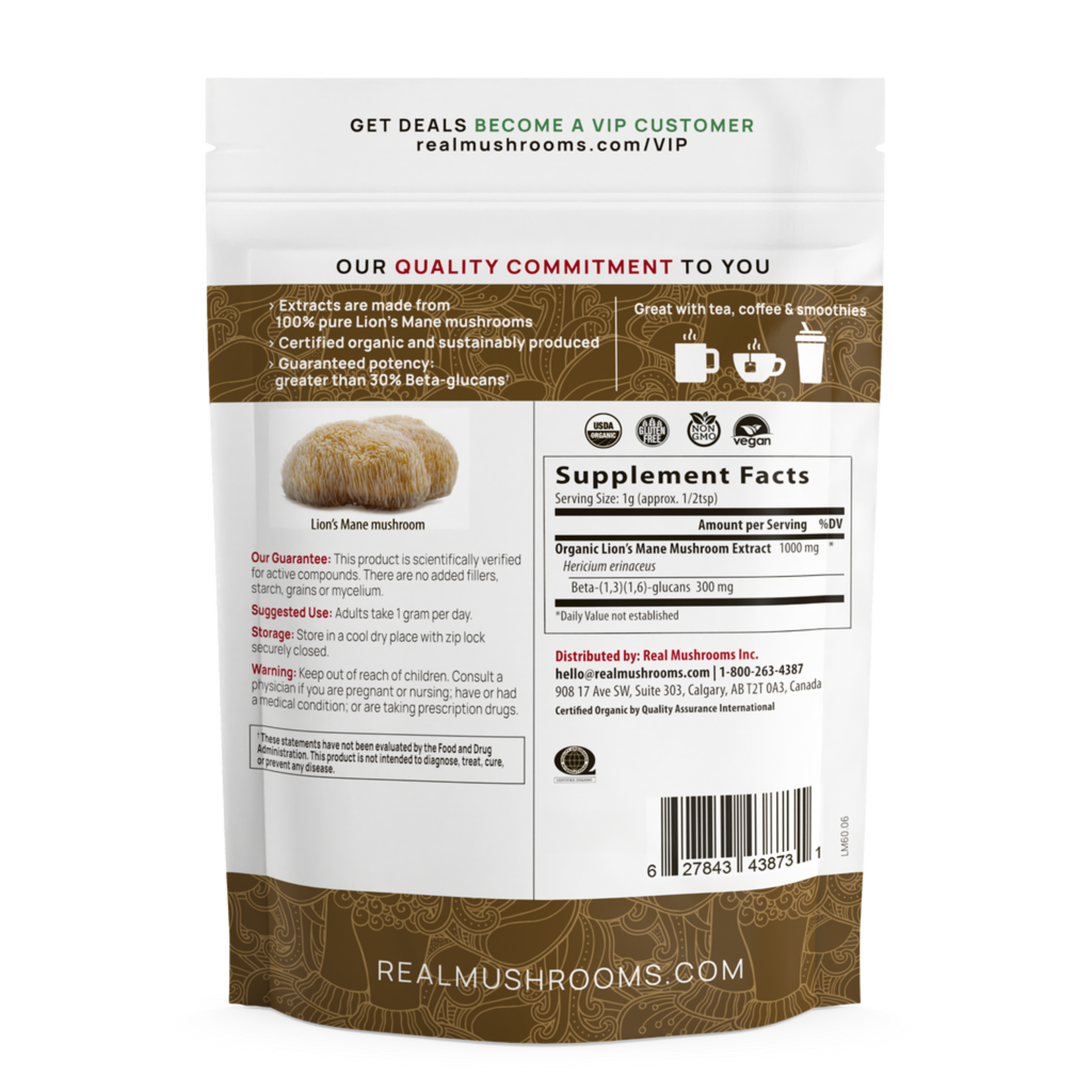 Real Mushrooms Lion's Mane Extract Powder 150g