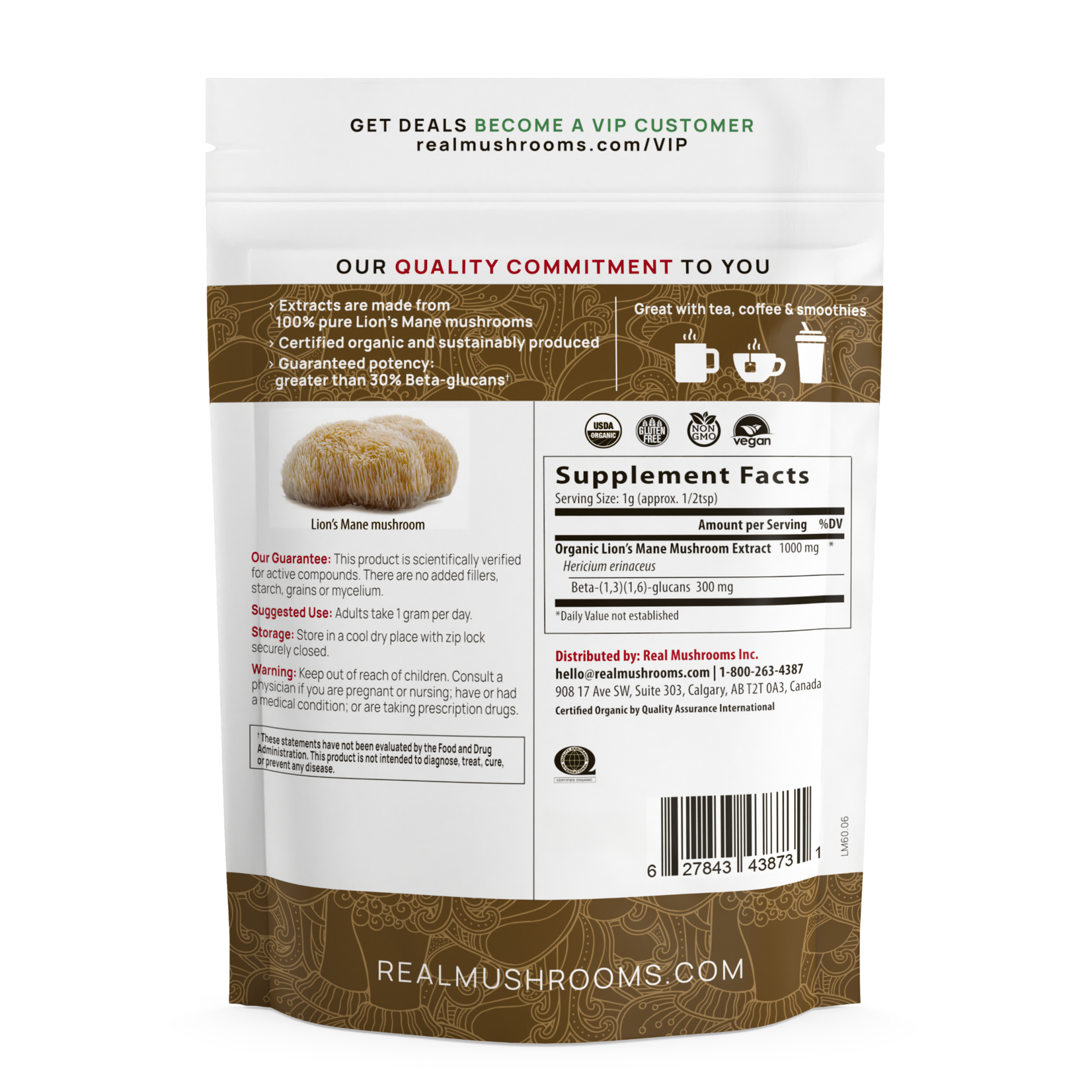 Real Mushrooms Lion's Mane Extract Powder 60g