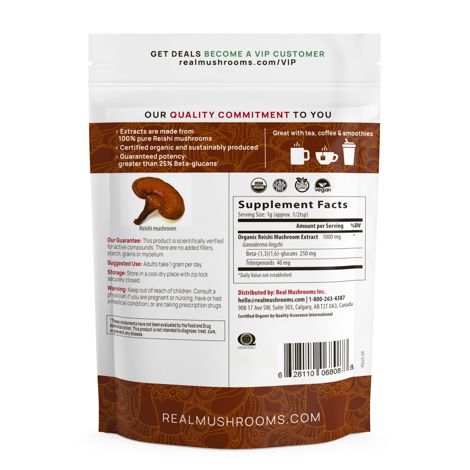 Real Mushrooms Reishi 415 Mushroom Powder 100g