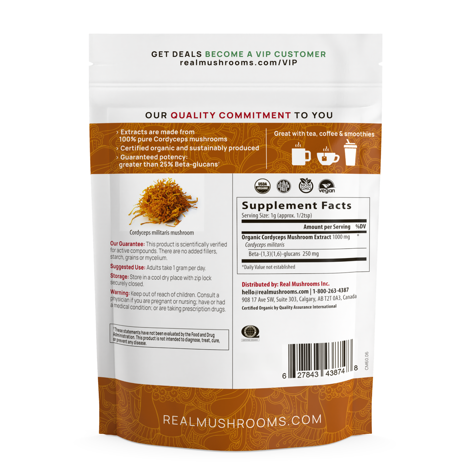 Real Mushrooms Cordyceps Mushroom Extract Powder – 150 gm