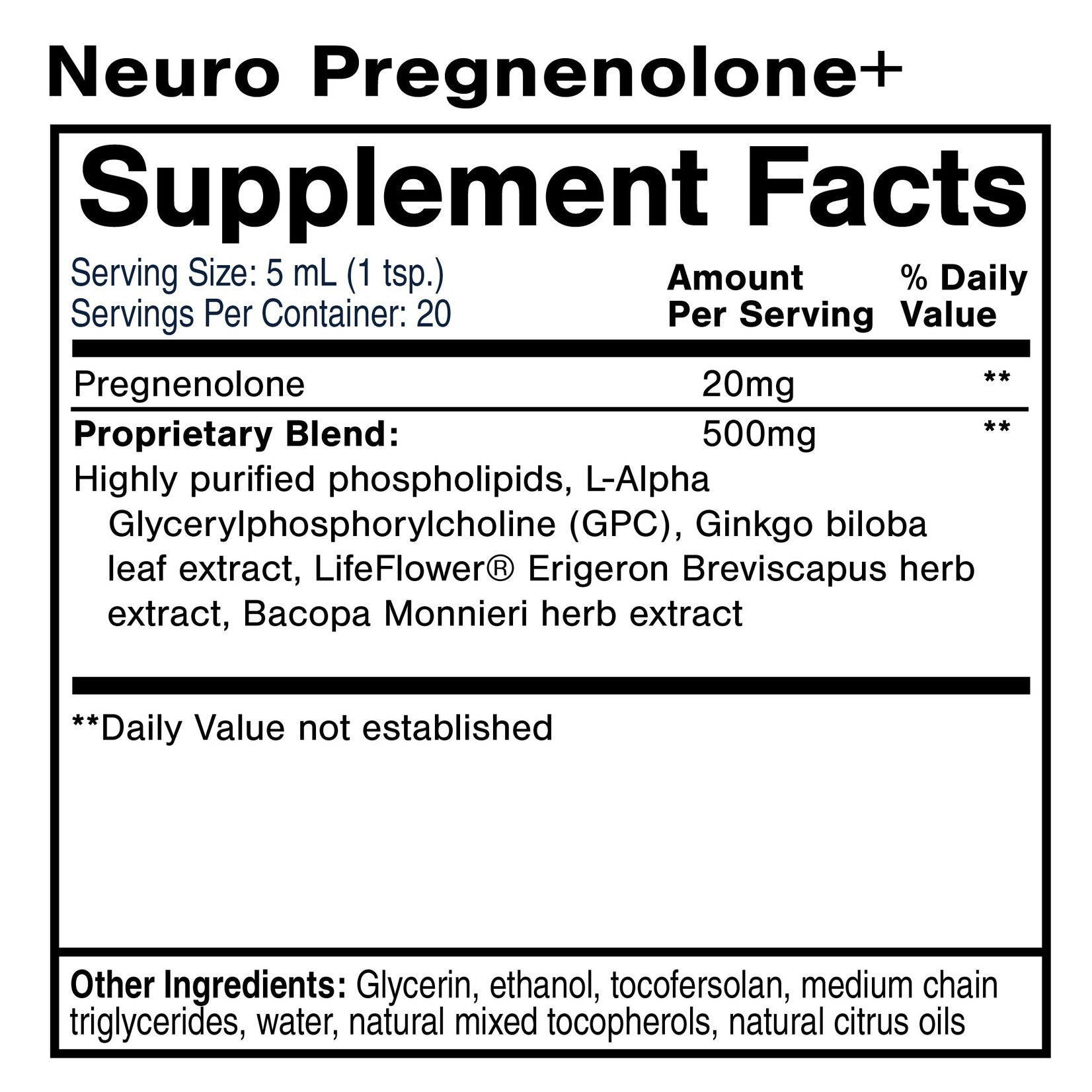 Quicksilver Neuro Pregnenolone+ 3.38 FL oz.