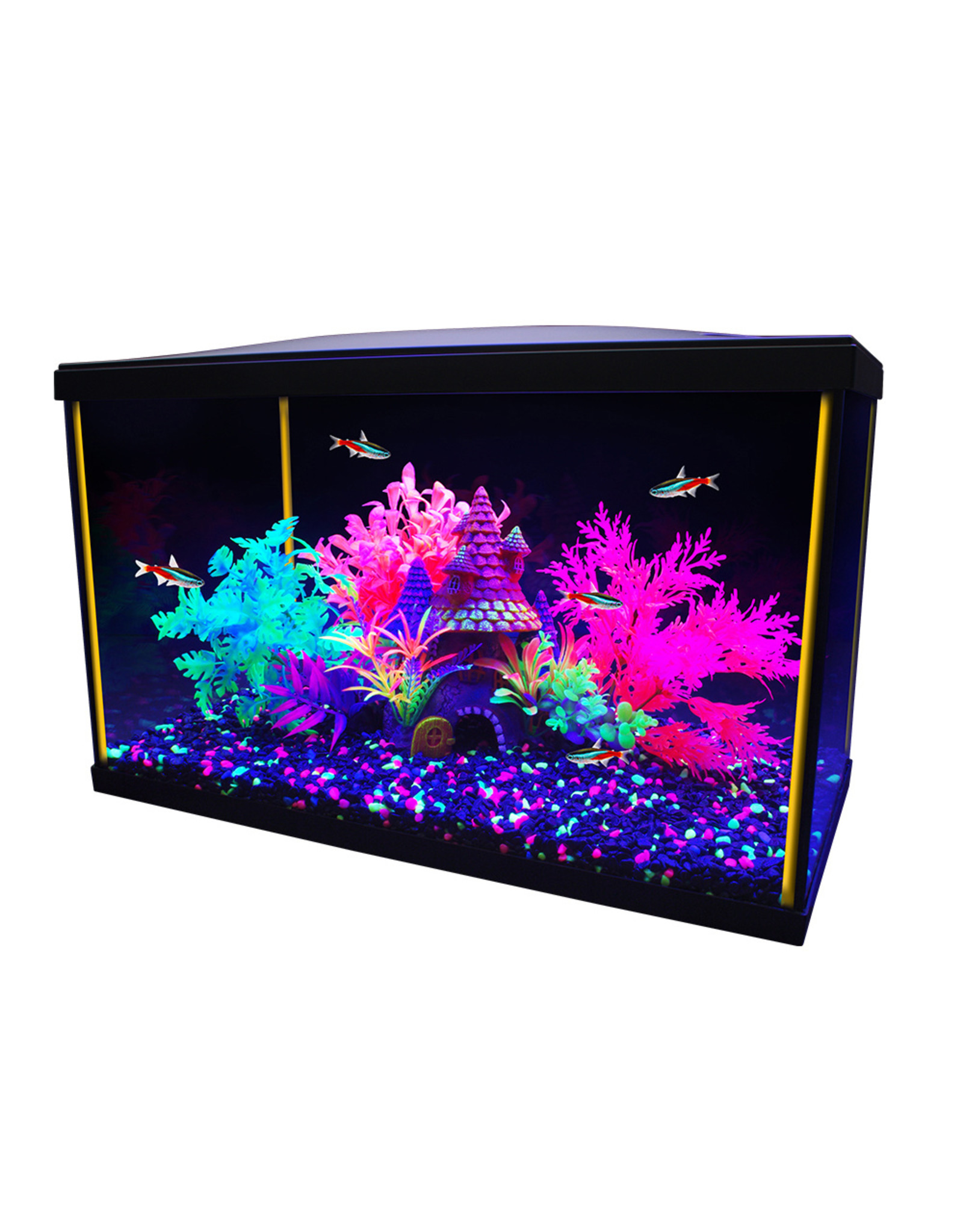 Marina IGlo Aquarium Ornament - 3 Skulls With Plants - Fluorescent Decor For Fish Tanks (5.5 Inch)