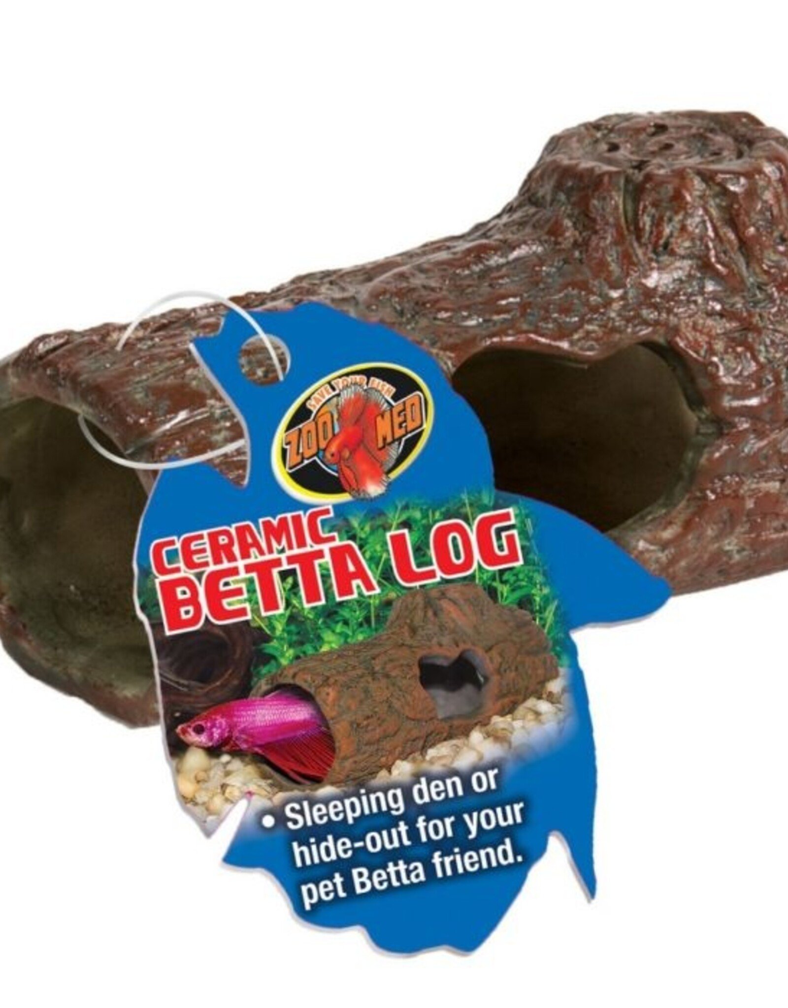 Zoo Med ZOO MED Betta Ceramic Log Small Sinking Hanger Tag
