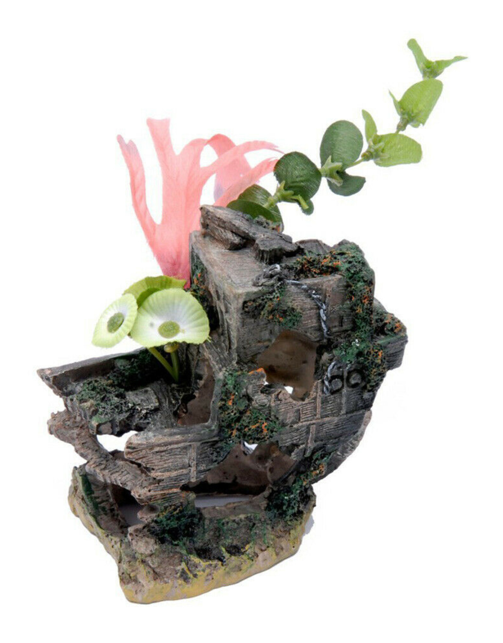Penn Plax PENN PLAX Small Shipwreck Stern with Plants