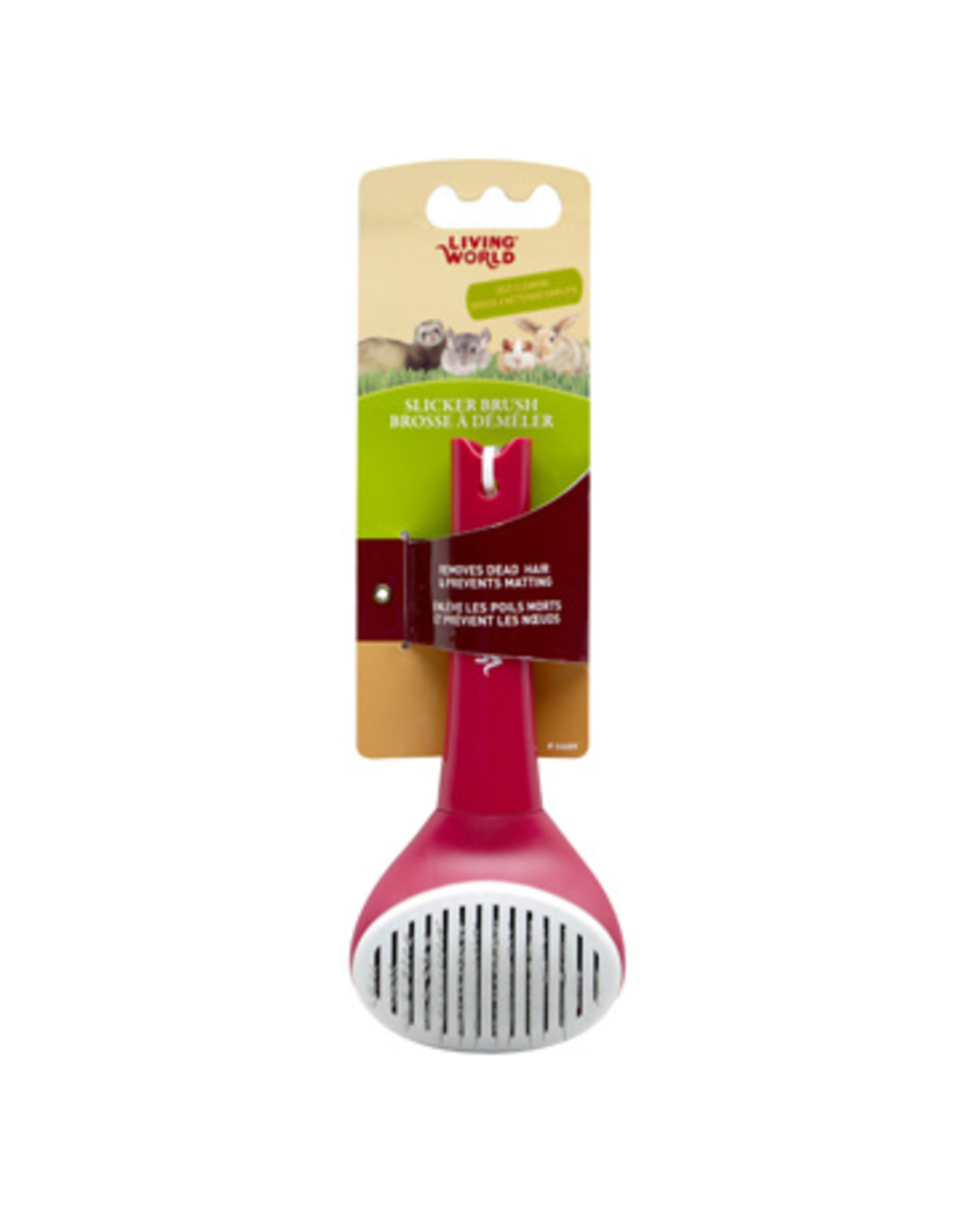 Living World LIVING WORLD Small Animal Slicker Brush, Self-Cleaning