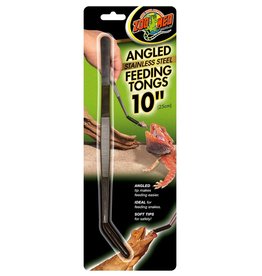 Zoo Med ZOO MED Angled Stainless Steel Feeding Tongs 10 inch with Soft Tips