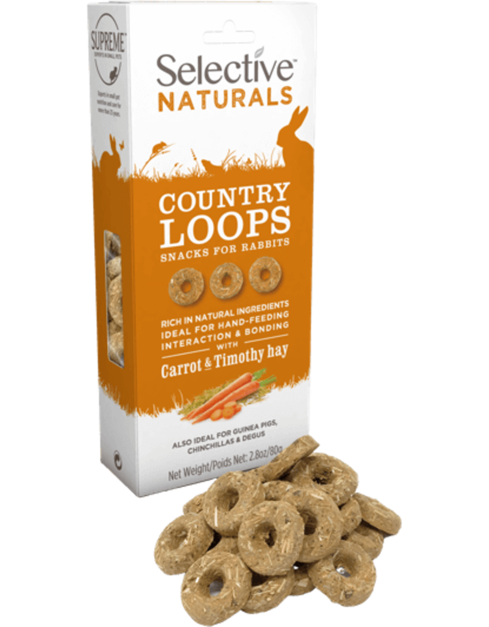 Supreme Pet Foods SELECTIVE NATURALS Country Loops Rabbit Treats Carrot & Timmothy Hay