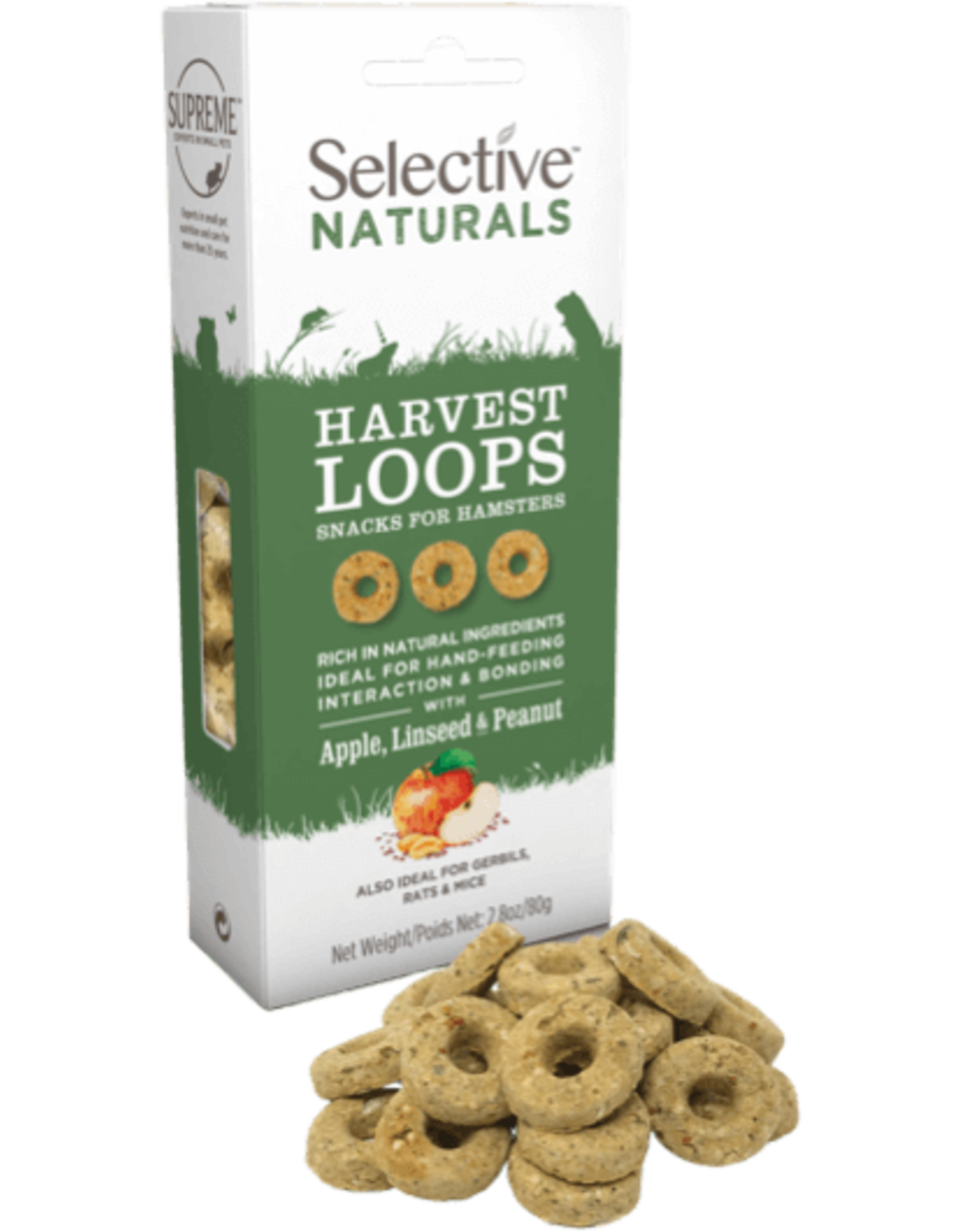 Supreme Pet Foods SELECTIVE NATURALS Harvest Loops Hamster Treats Apple, Linseed & Peanut