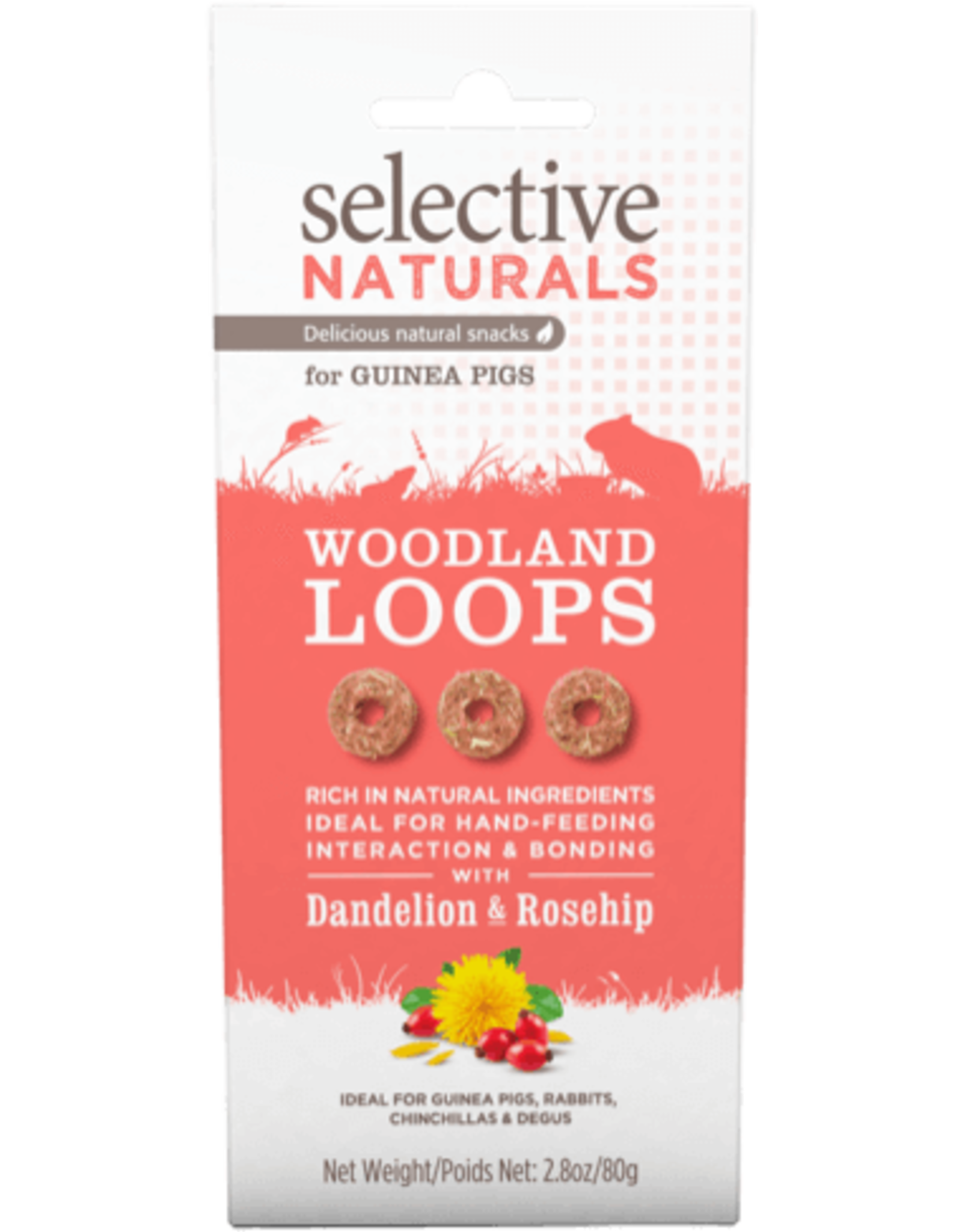 Supreme Pet Foods SELECTIVE NATURALS Woodland Loops Guinea Pig Treats Dandelion & Rosehip