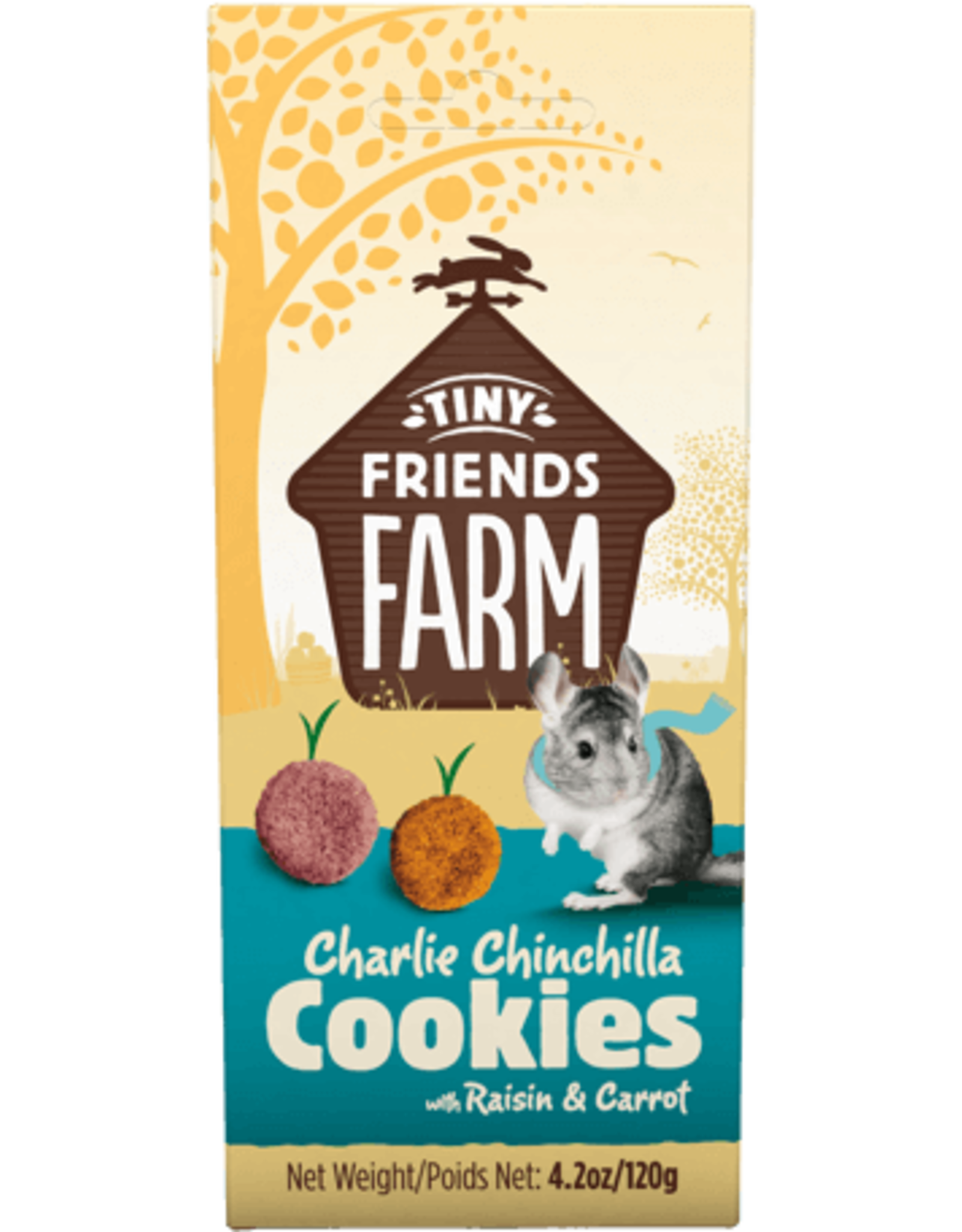 Supreme Pet Foods TINY FRIENDS FARM Charlie Chinchilla Cookie 120gs with Raisin & Carrot