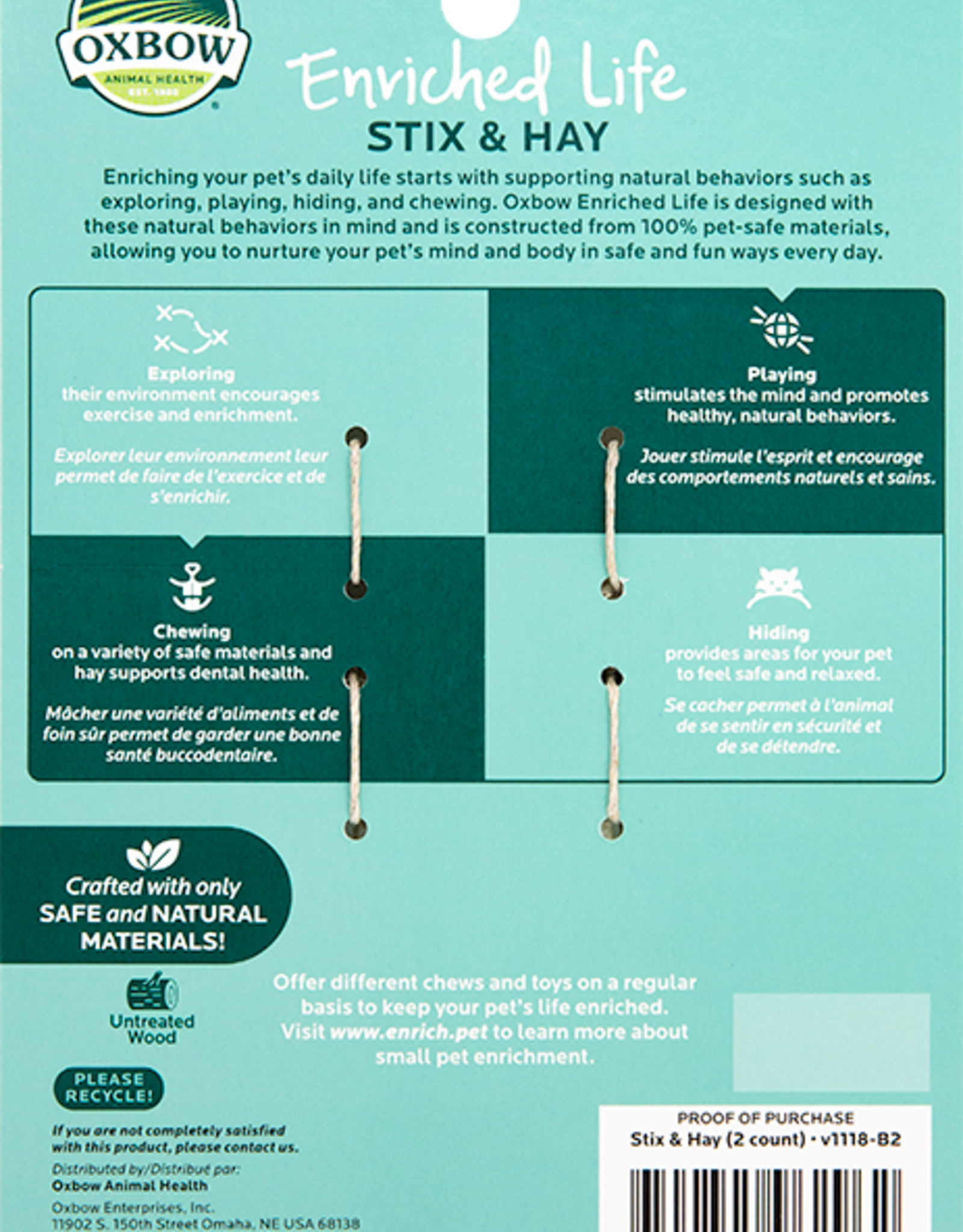 Oxbow OXBOW Enriched Life Stix And Hay Natural Chew 2 Pack