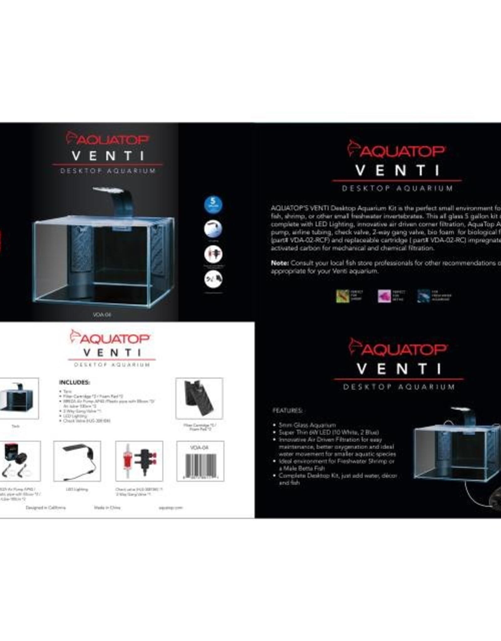 AquaTop AQUATOP VDA-04 Venti Professional Showcase 5gal Desktop Aquarium Kit