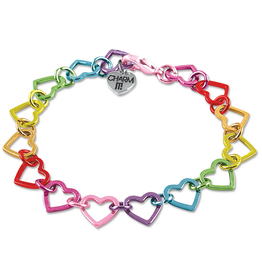 Charm It! Rainbow Heart Link Bracelet