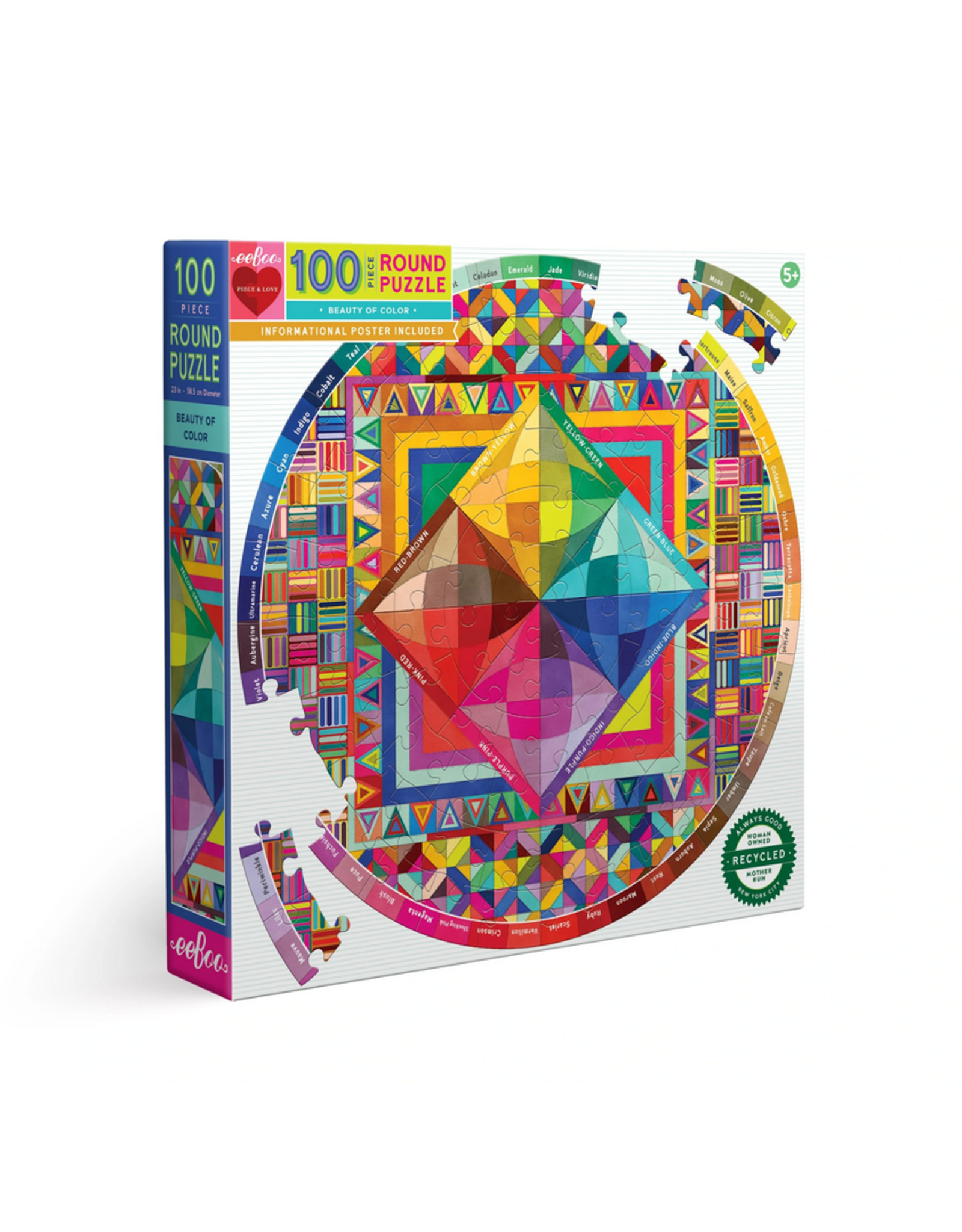 eeBoo Beauty of Color 100 Piece Round Puzzle