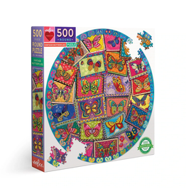 eeBoo Vintage Butterflies 500 Pc Round Puzzle