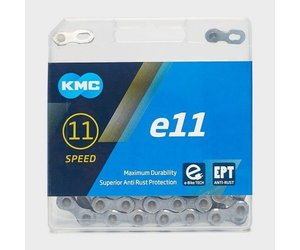 e-bike 11-speed Chain, Mod.E11-TURBO, 1/2 x 11/128" x 122L EPT, silver/silver, w/CL555-EPT connector (Ebike Chain, higher pin power for e-Bike torque)