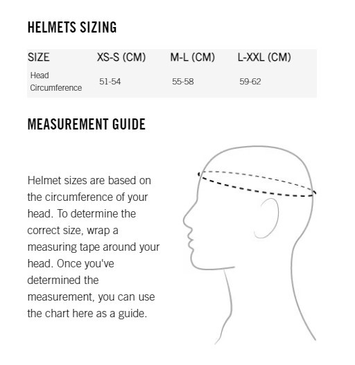 Specialized bike 2025 helmet size chart