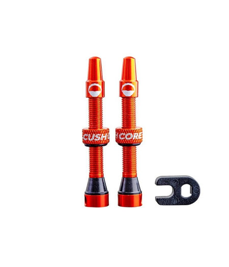 CushCore Tubeless Valves (Pair) Orange  44mm