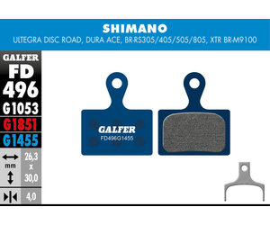 FD496 Brake Pads (G1455 Road Compound) Shimano Road, XTR BR-M9100 - Pair